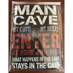 MAN CAVE MY RULES Light Switch Plate Cover by Open Road NEW SEALED